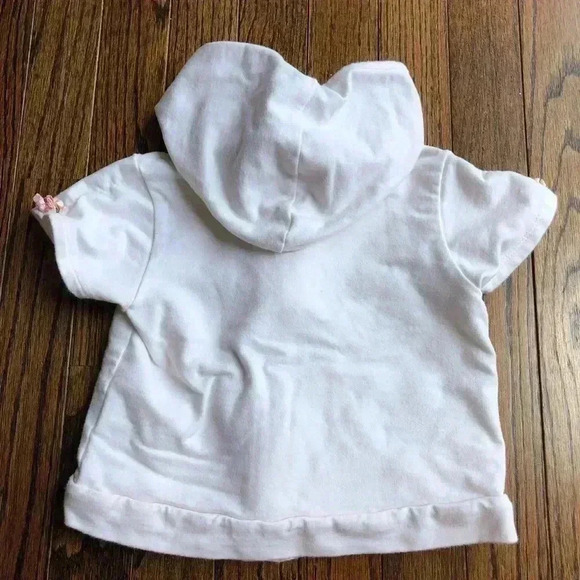 Greendog Girls 18M White Zip-Up Short-Sleeved Ruffle Hoodie w/Butterfly Applique - Picture 5 of 9